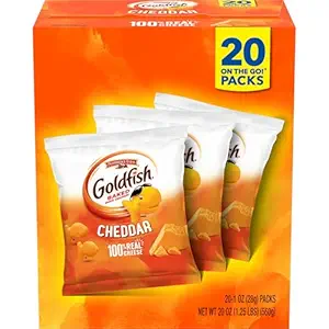 Galletas Goldfish de queso cheddar, caja de 20 unidades