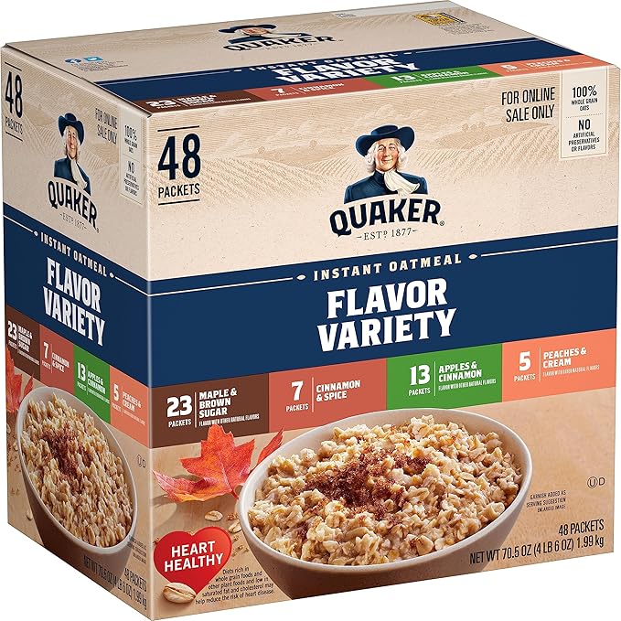 Avena instantánea Quaker, paquete variado de 4 sabores